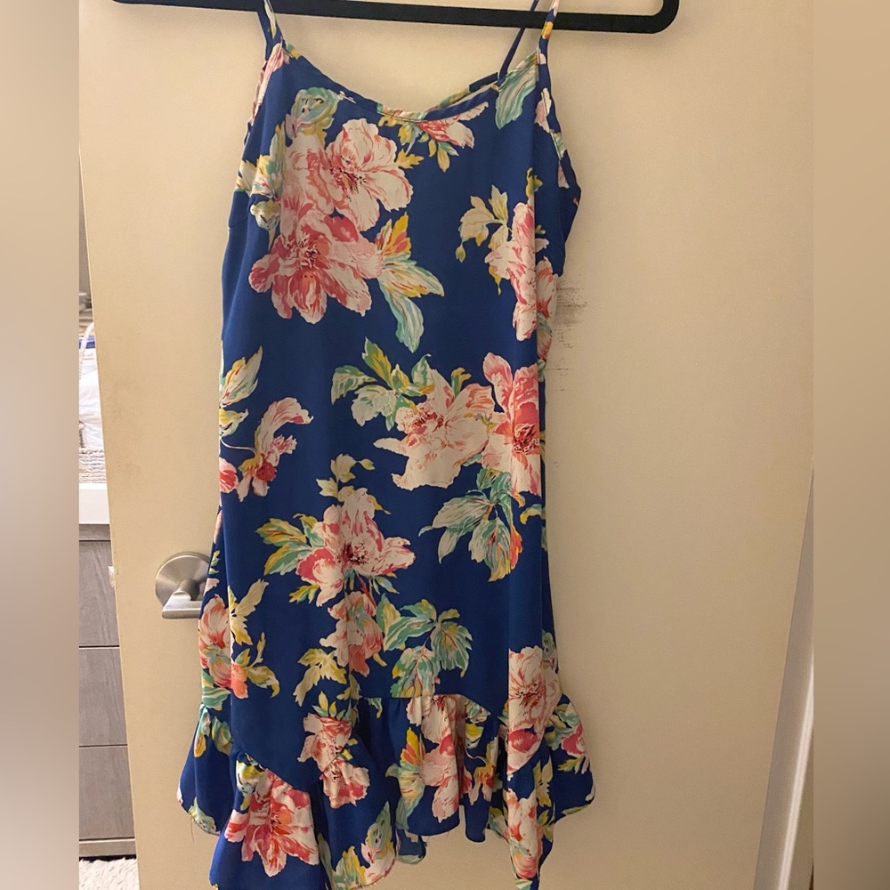 Aqua Floral Dress-XS